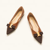 Pointed Toe Metal Tie Flats (Aida)