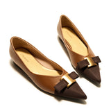 Pointed Toe Metal Tie Flats (Aida)