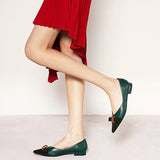 Pointed Toe Metal Tie Flats (Aida)（SALE）