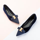 Metal Tie Velvet Flats (Aida) Sale