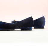 Metal Tie Velvet Flats (Aida) Sale