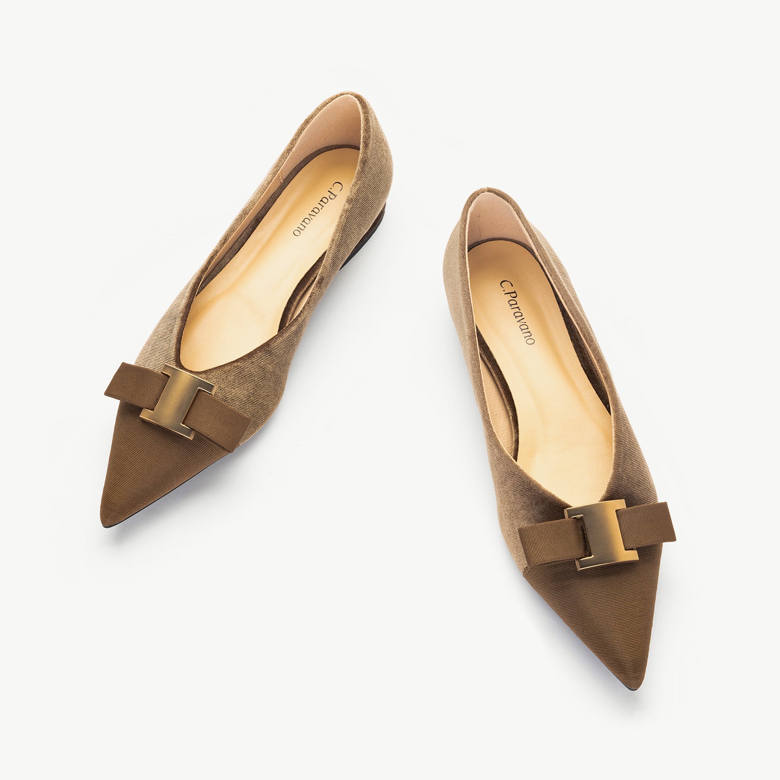 Metal Tie Velvet Flats (Aida) Sale