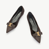 Metal Tie Velvet Flats (Aida) Sale