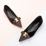 Metal Tie Velvet Flats (Aida) Sale