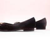 Metal Tie Velvet Flats (Aida) Sale