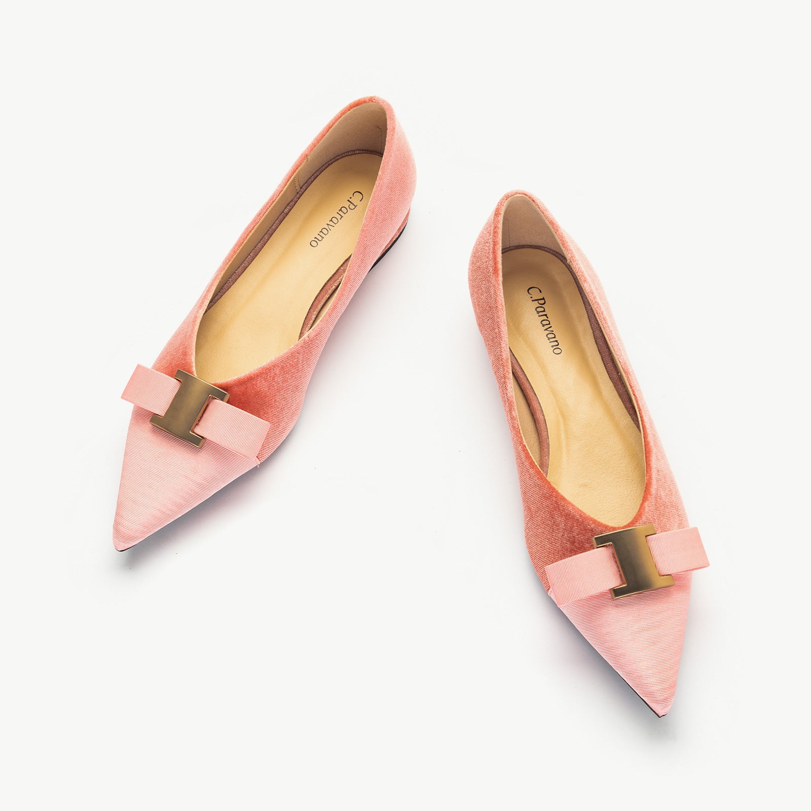 Metal Tie Velvet Flats (Aida) Sale