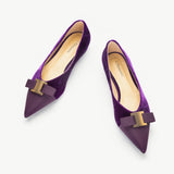 Metal Tie Velvet Flats (Aida) Sale