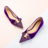 Metal Tie Velvet Flats (Aida) Sale