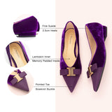 Metal Tie Velvet Flats (Aida) Sale