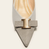 Pointed Toe Metal Tie Flats (Aida)