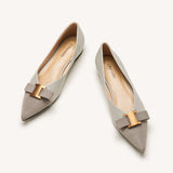 Pointed Toe Metal Tie Flats (Aida)