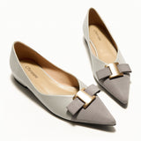 Pointed Toe Metal Tie Flats (Aida)