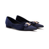 Pointed Toe Metal Tie Flats (Aida)