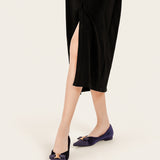 Pointed Toe Metal Tie Flats (Aida)（SALE）