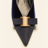 Pointed Toe Metal Tie Flats (Aida)（SALE）