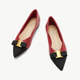 Pointed Toe Metal Tie Flats (Aida)