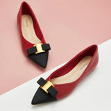Pointed Toe Metal Tie Flats (Aida)