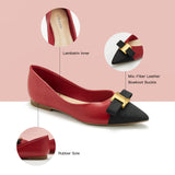 Radiant in Red: Red Embellished Leather Flats, combining comfort with a touch of glamour