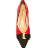 Pointed Toe Metal Tie Flats (Aida)