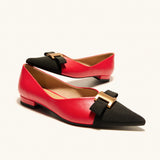 Pointed Toe Metal Tie Flats (Aida)