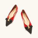 Pointed Toe Metal Tie Flats (Aida)