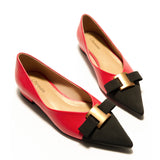 Pointed Toe Metal Tie Flats (Aida)