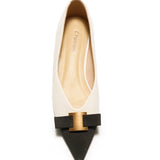 Pointed Toe Metal Tie Flats (Aida)
