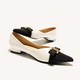 Pointed Toe Metal Tie Flats (Aida)