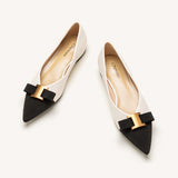 Pointed Toe Metal Tie Flats (Aida)