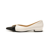 Pointed Toe Metal Tie Flats (Aida)