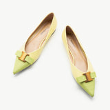 Pointed Toe Metal Tie Flats (Aida)（SALE）