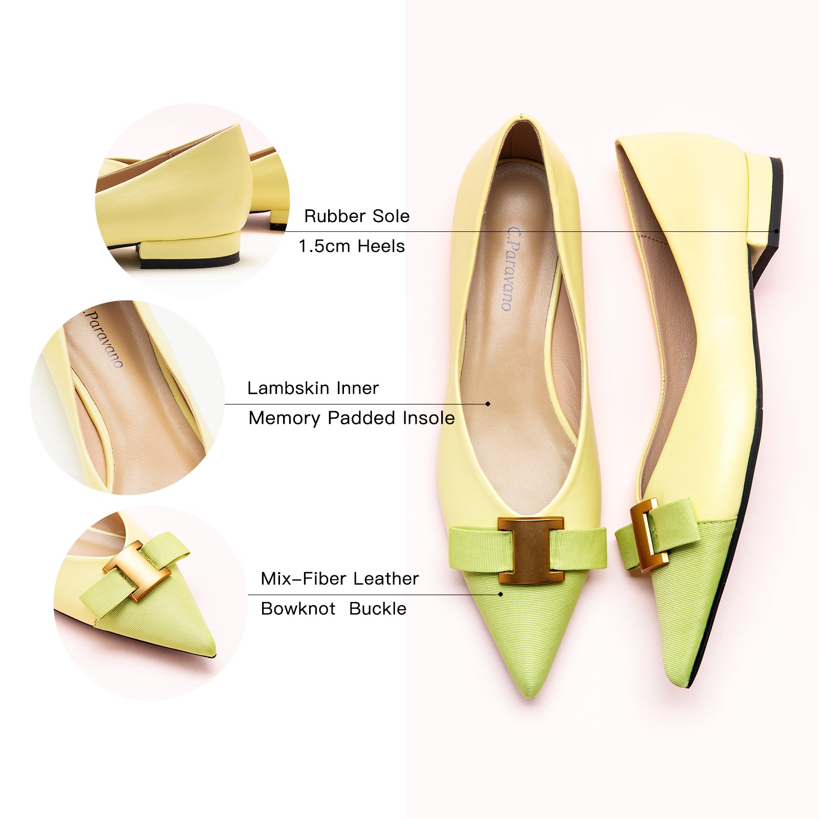Sunshine Steps: Yellow Leather Flats with embellishments, a bright and lively addition to your shoe collection