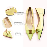 Pointed Toe Metal Tie Flats (Aida)（SALE）