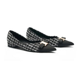 Metal Tie Tweed Flats (Aida)