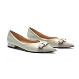 Pointed Toe Metal Tie Flats (Aida)