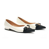 Pointed Toe Metal Tie Flats (Aida)