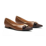 Pointed Toe Metal Tie Flats (Aida)