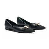 Pointed Toe Metal Tie Flats (Aida)