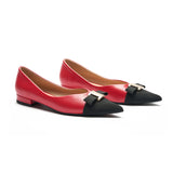 Pointed Toe Metal Tie Flats (Aida)