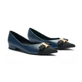 Pointed Toe Metal Tie Flats (Aida)