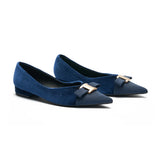 Pointed Toe Metal Tie Flats (Aida)