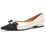 Pointed Toe Metal Tie Flats (Aida)