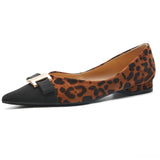 Pointed Toe Metal Tie Flats (Aida)