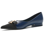 Pointed Toe Metal Tie Flats (Aida)