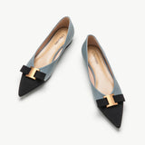 Pointed Toe Metal Tie Flats (Aida)（SALE）