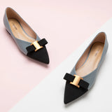 Pointed Toe Metal Tie Flats (Aida)（SALE）