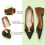 Chic and sophisticated brown leather flats featuring decorative embellishments