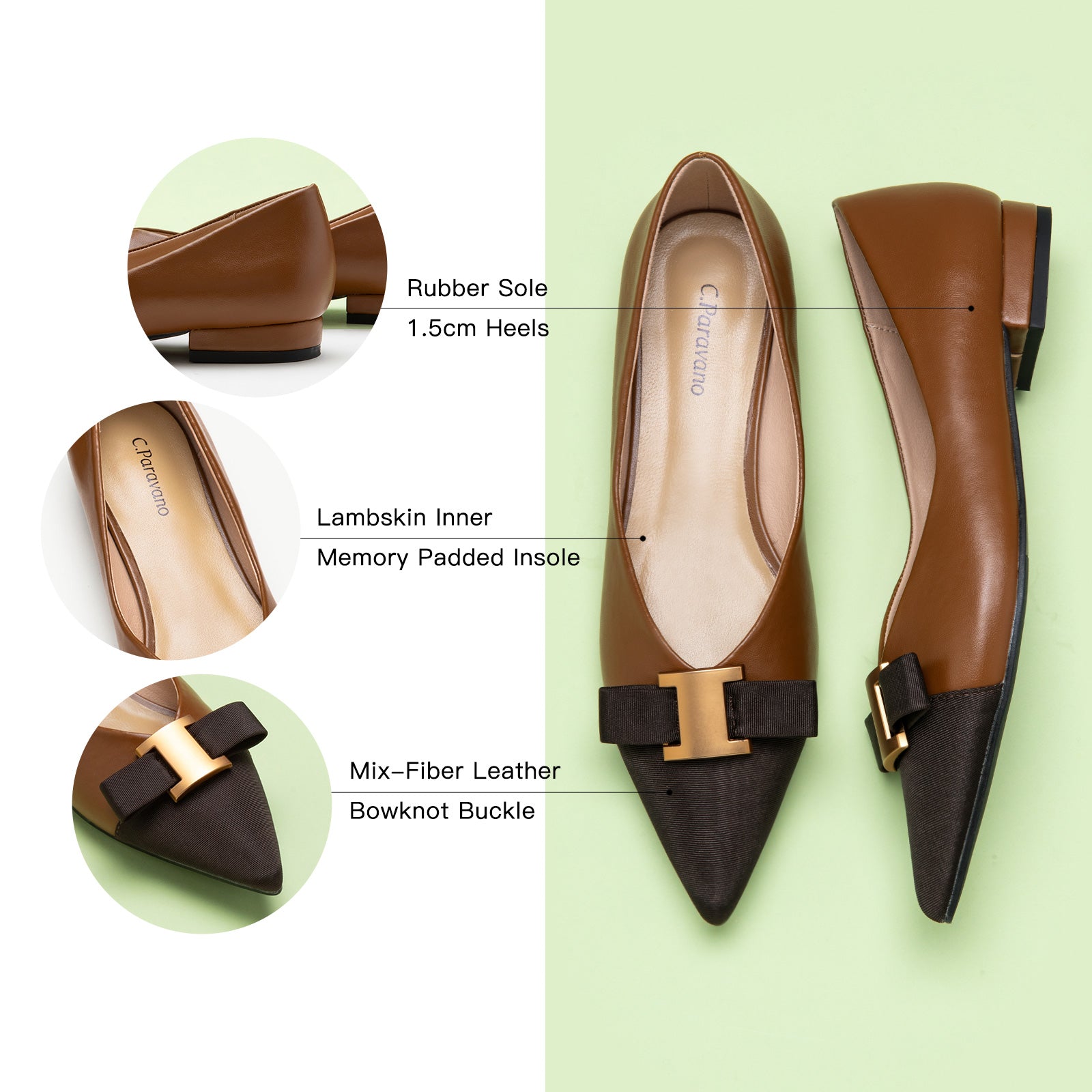 Brown Leather Flats with embellishments, a perfect blend of comfort and everyday style