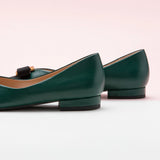 Pointed Toe Metal Tie Flats (Aida)