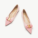 Pointed Toe Metal Tie Flats (Aida)